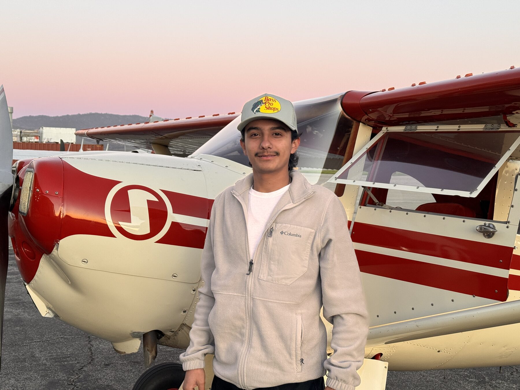 With the Luscombe on the ramp at dusk