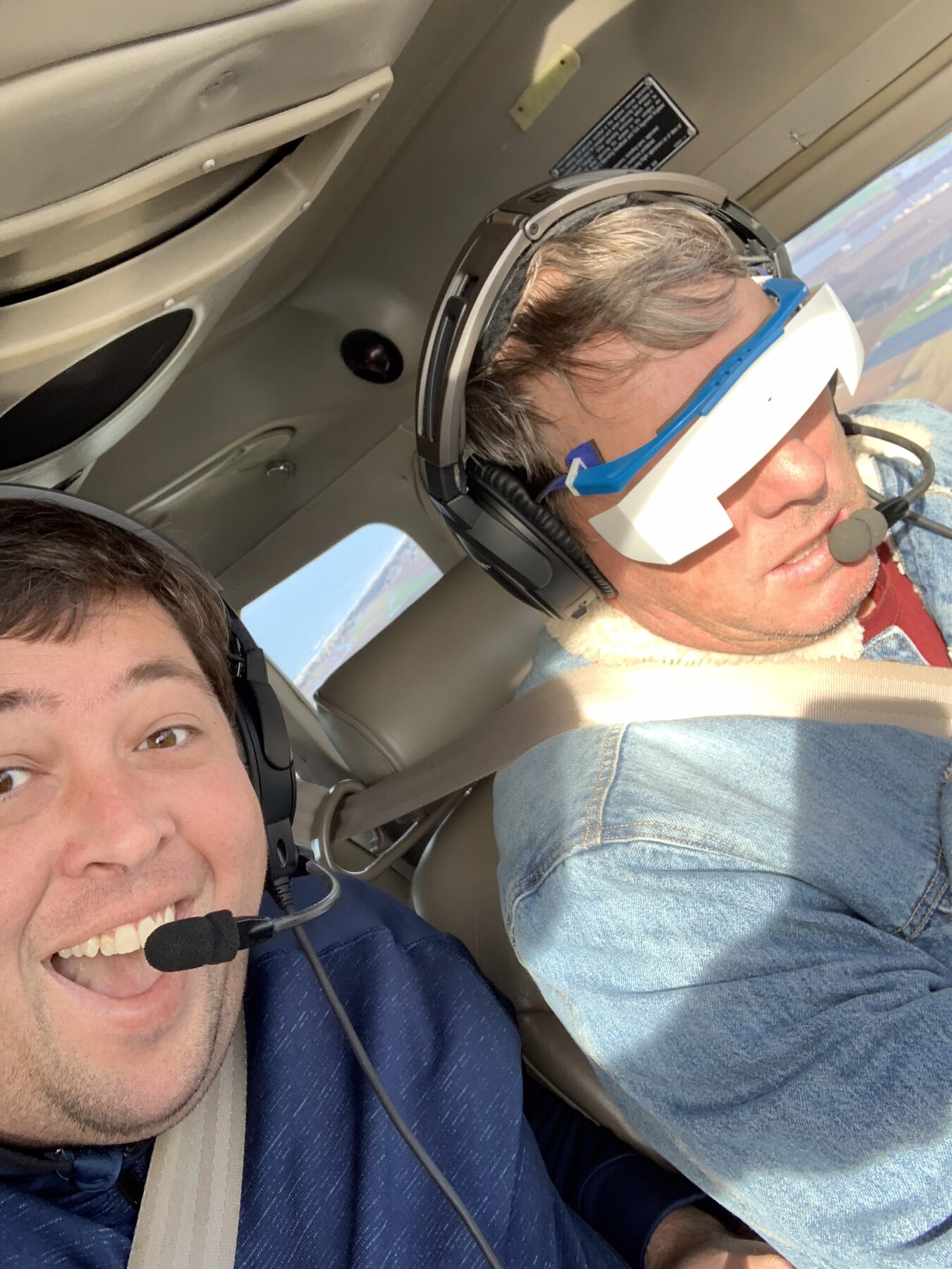 Instructor and student on a North Aero training flight