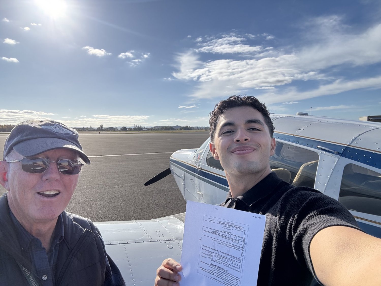 Gabriel Barajas after his checkride