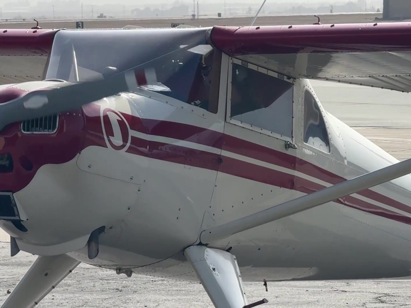 The Luscombe taxiing in on the ramp after the solo.
