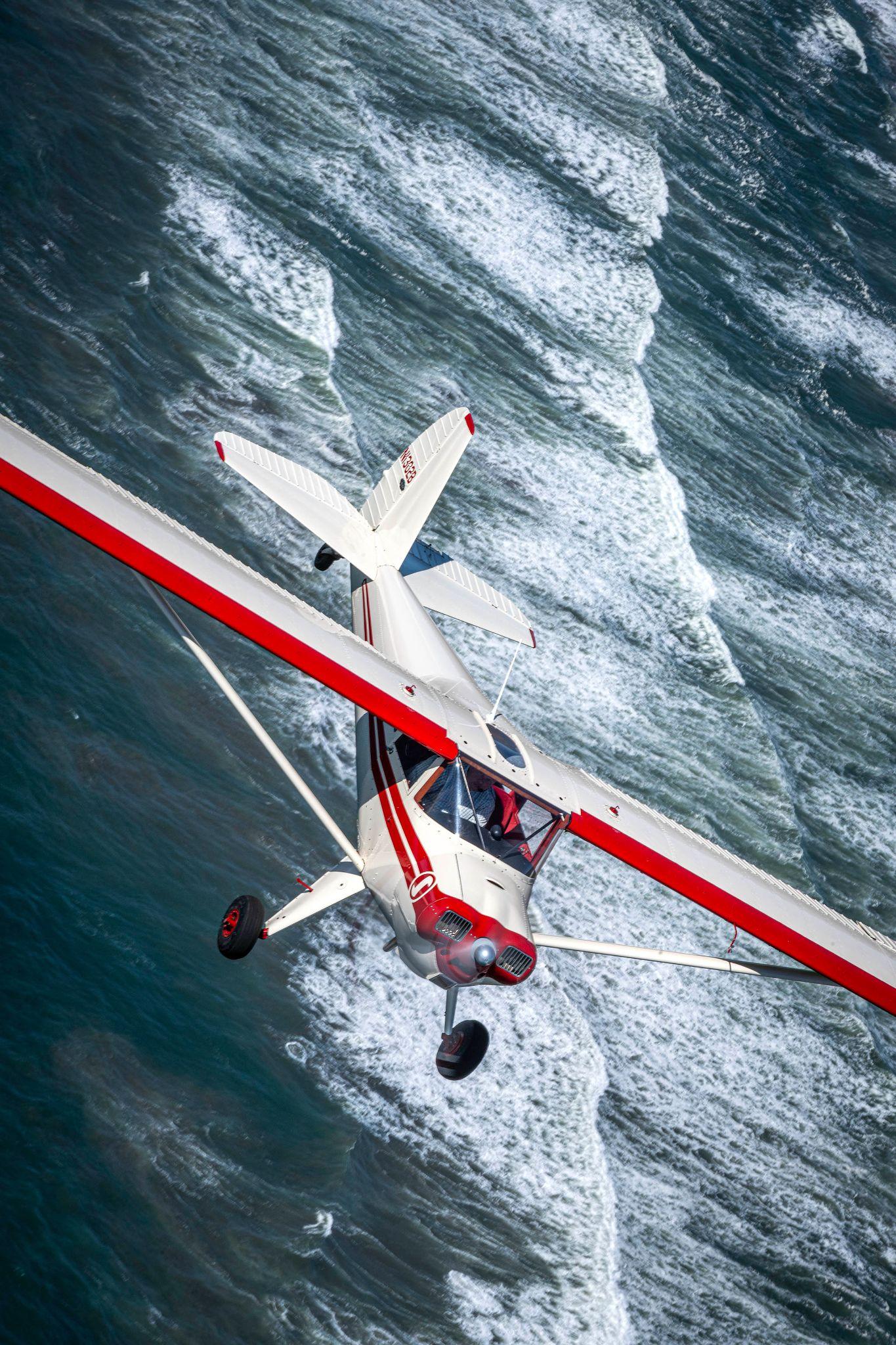 Tailwheel airplane in flight